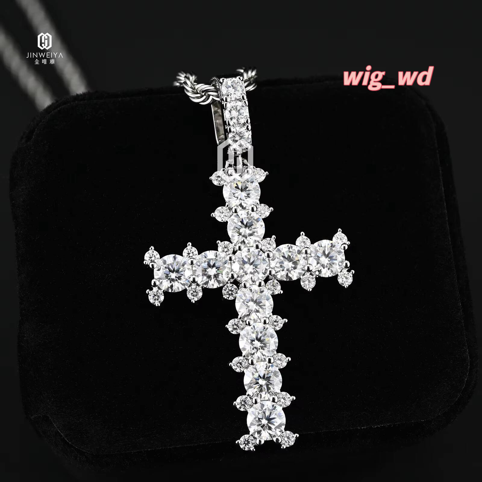 925 Silver VVS Moissanite Cross Pendant Round Cut Iced Out Hip Hop Necklace For Men Luxury Fine Jewelry