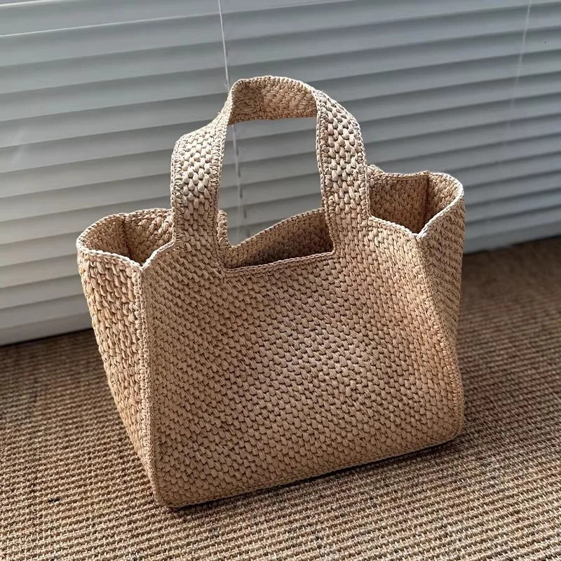 Raffia bucket tote bag women handmade summer beach woven handbag natrual 2026 spring 260623