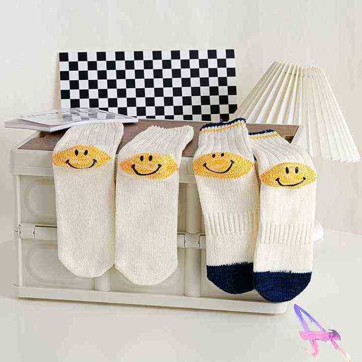 Pack 2 KAPITAL Middle Tube Socks Mens Womens Face Cotton Socks Casual KAPITAL Knitted Socks L26623