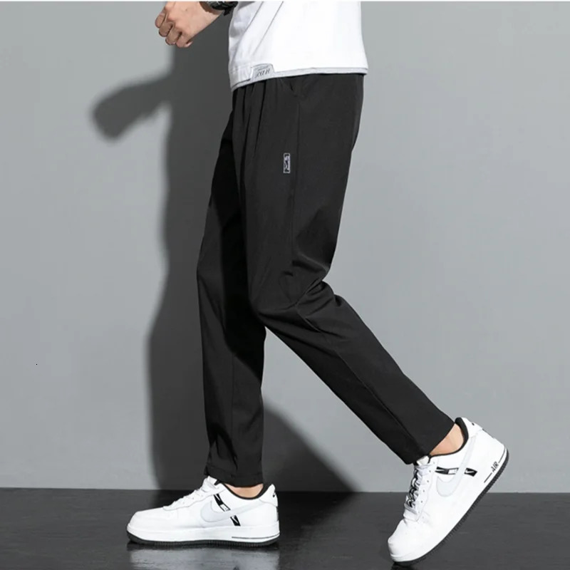 Korean Mens Golf Slim Fit Pants Ice Silk Breathable Leisure Sports Pants Fashion Pants a260623