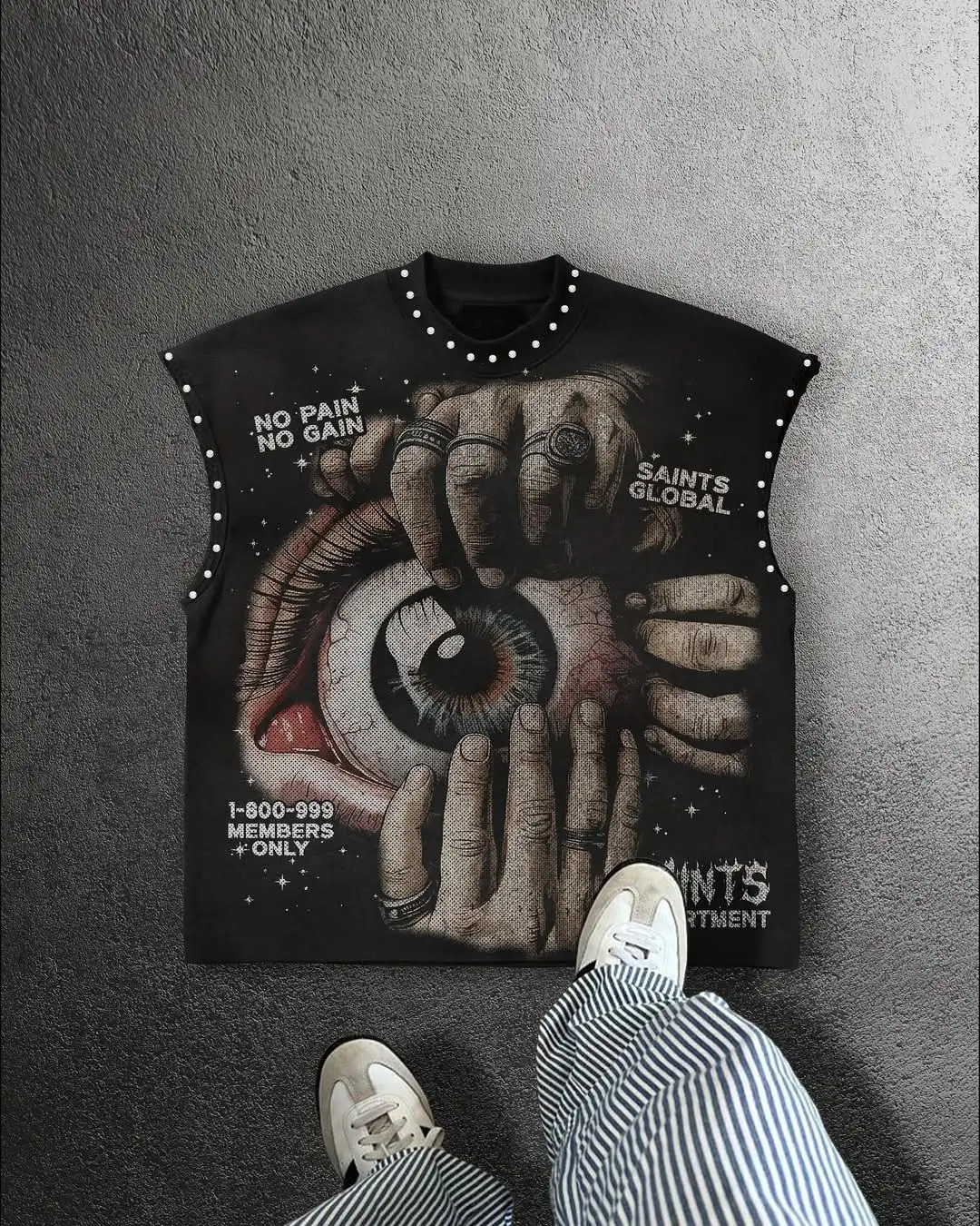 Y2k Gothic Sleeveless Mens and Womens Tank Top Punk Pattern Printed Short Tank Top T-shirt Street Fashion Womens Wear 260624
