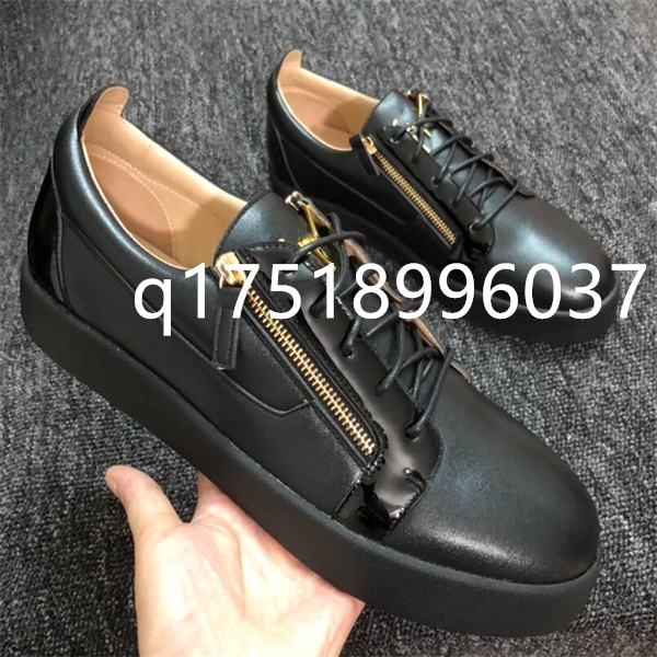 Size EUR36-47 Men Women Luxury Side Gold Zipper Platform Sneakers Crocodile Embossed Leather High Low Top Casual Flat Shoes Metal Wing Street Fashio
