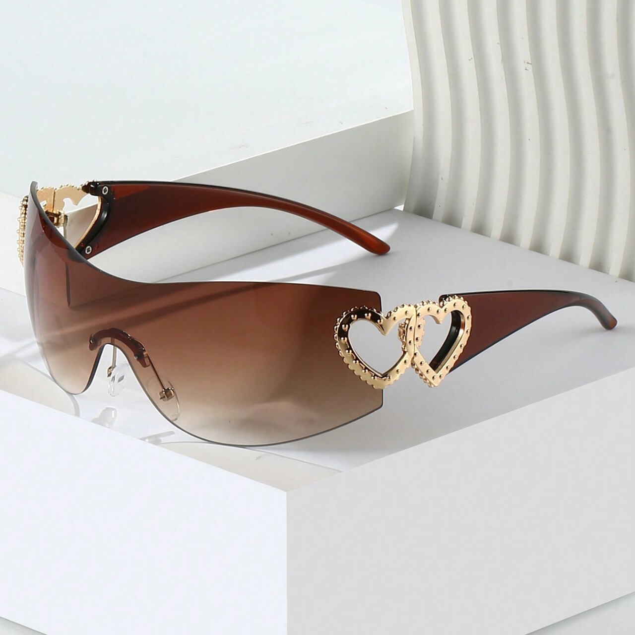 Fashionable New Millennium Hot Girl Style Hollow Heart-Shaped Sunglass, Style, Popular For Street Photography And Posing, Framels