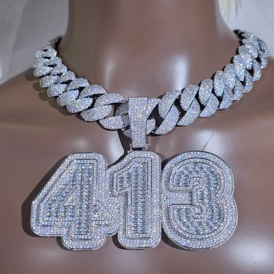 Personalized Diamonds Name Pendant Customize Any Number Letters Necklace Smooth Back Nameplate Jewelry Birthday Gifts260624