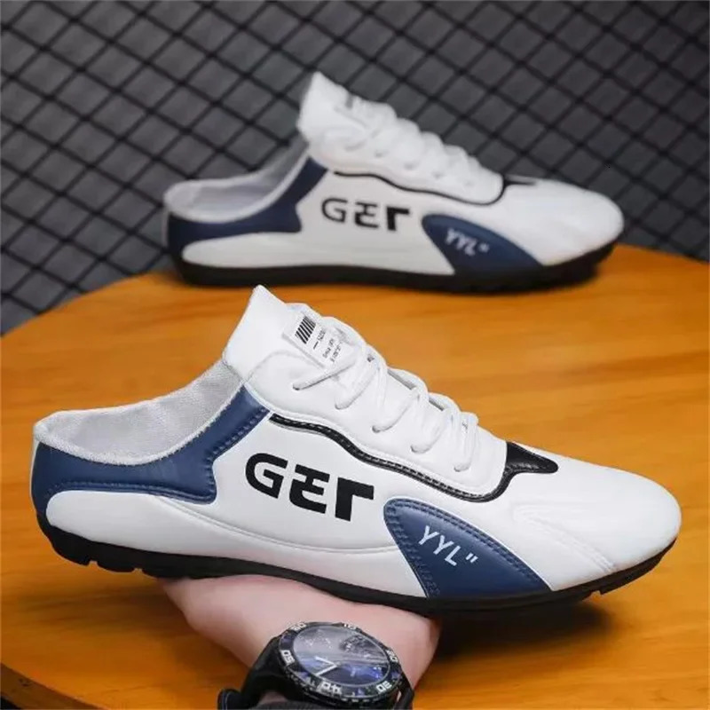2025 Mens Casual Shoes Summer Thin Section Baotou Half Slippers Fashion Wild Flat-bottomed Bean Shoes For Men Sneakers 260623