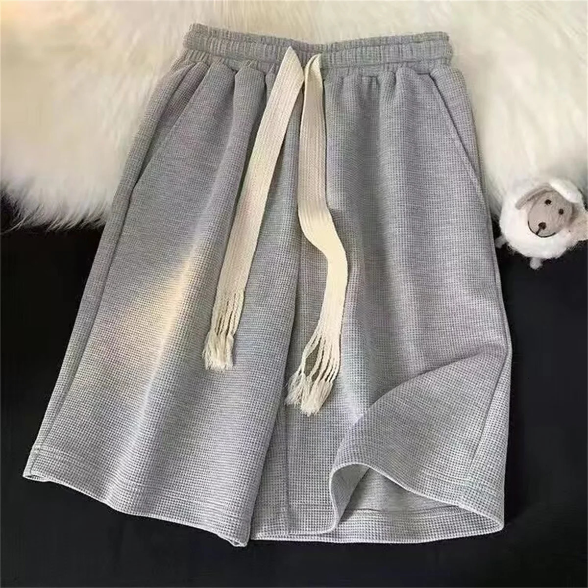 Solid Breathable Shorts Summer Mens Fashion Trendy Lightweight Drawstring Sports Fitness Large Middle Pants 260623