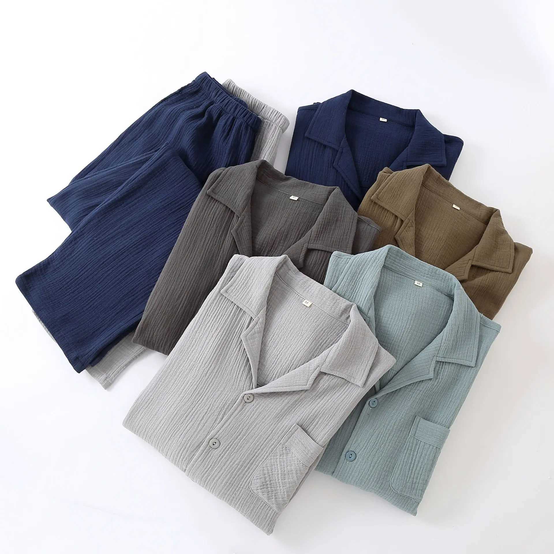 Slpwear Mens Clothes for Spring and Autumn Cotton Double-layer Cardigan Loose Oversized Long Slved Pants Home Clothes L26623