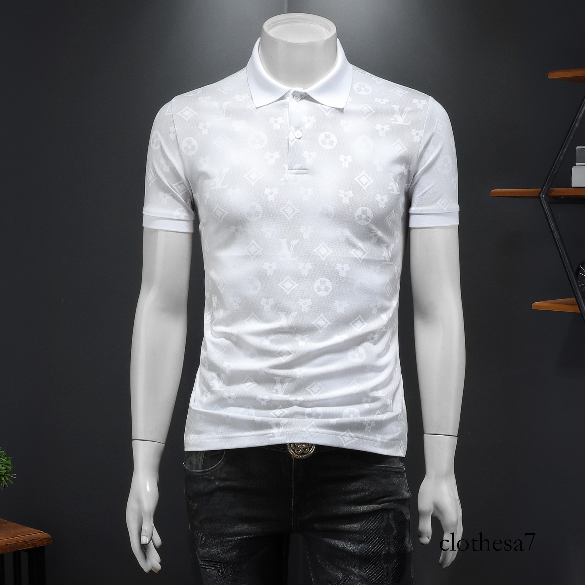 2026 Summer New European Fashion Printed POLO Shirt, Sleeve, Men's Fashionable Casual Personality Turn-down Collar Short Sleeve