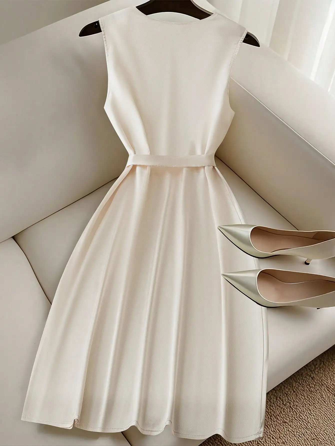 Women Elegant Solid Color Sleeveless Short Casual White Cute Dress For Work Graduation bodycon dress maxi dresses for women 260624