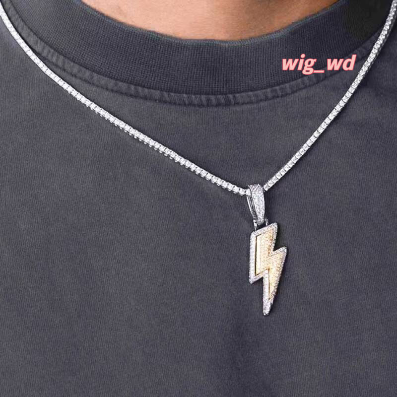 Hip Hop Iced Out Bling 925 Sterling Silver Pass Diamond Tester VVS Moissanite Lightning Bolt Cluster Pendant For Men