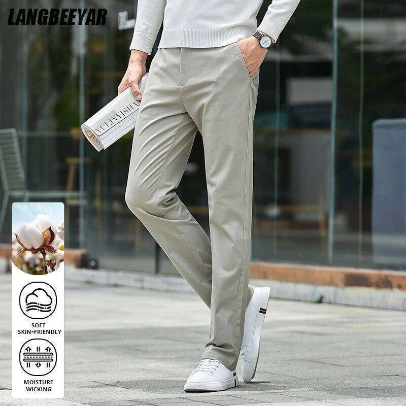 Top Grade 98% Cotton New Brand Korean Streetwear Casual Fashion Slim Fit Long Pants Straight Pencil Trousers Men's Clothing W260624