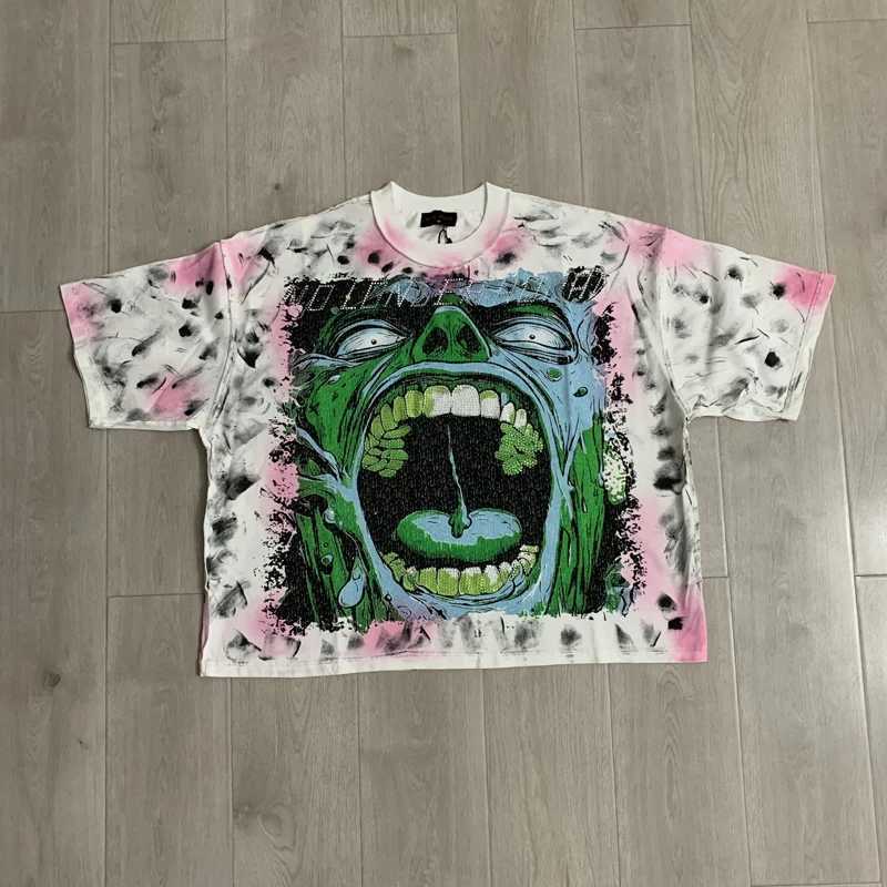 2026 RARE PEE Tee Artistic Graffiti Diamonds Print Retro Oversized Rare Pee T-shirt Tops T260622