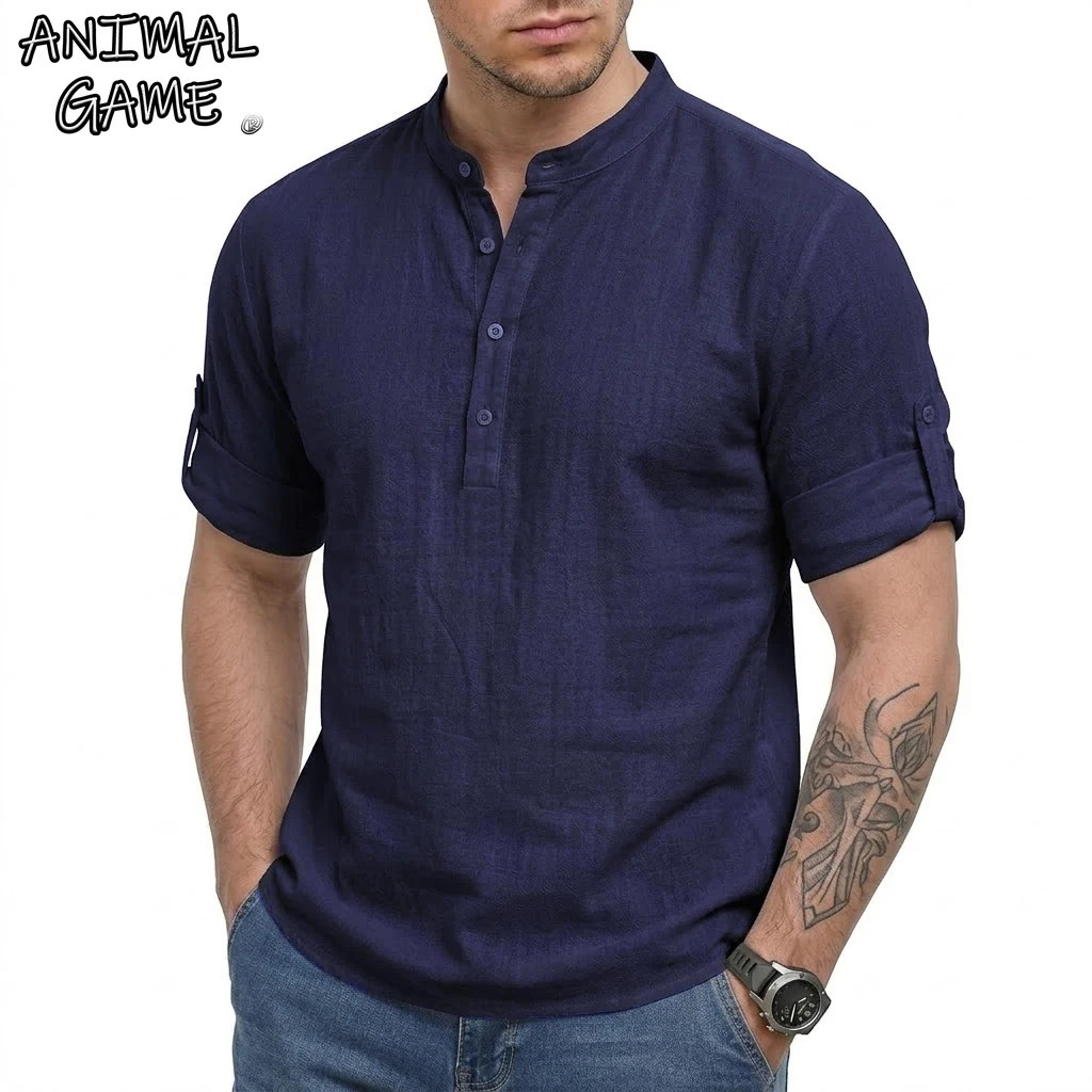 Mens Long Sleeve Linen Shirt y Casual Shirts for Men Summer Henley TShirts Beach Hawaiian Cotton Tshirts Gym Man 260617