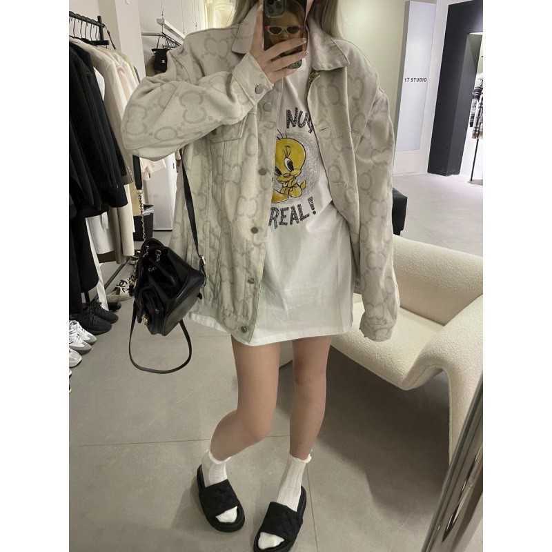 Jackets Mens NEWGGS 25ss letter jacquard full print denim jacket mens and womens autumn and winter new jacket T260116 L26623