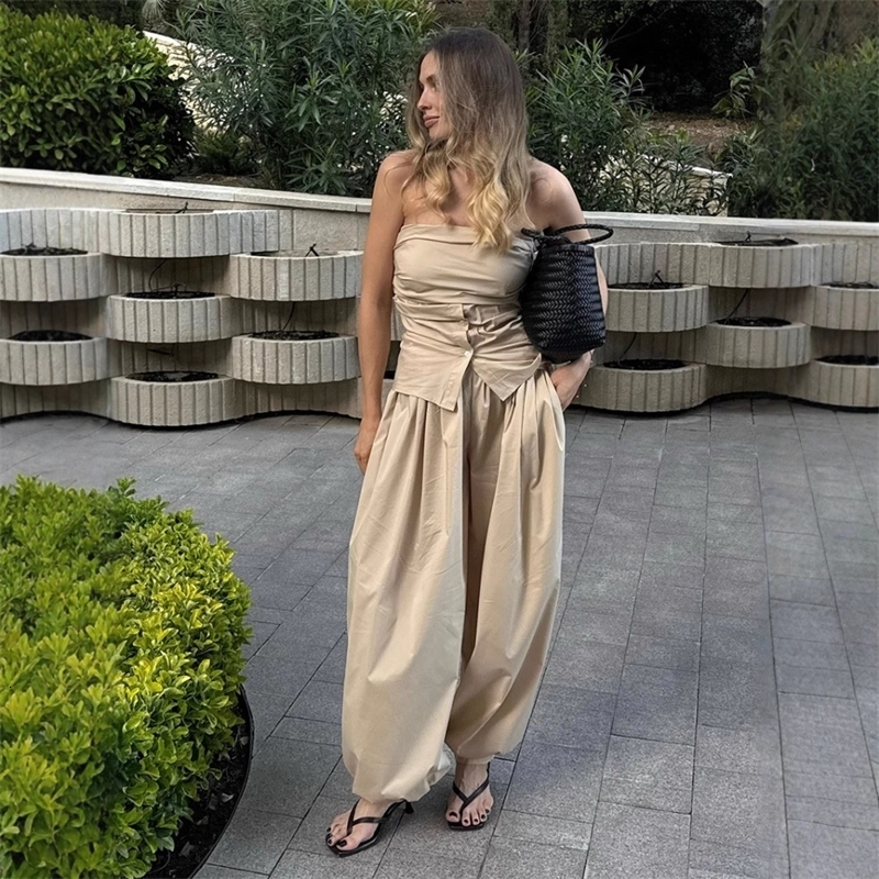 Lazy Style Cotton Lantern Pants Spring and Summer Women Elegant Solid Loose Cool Antibacterial Soft Daily Office Wide Leg Pants 260623