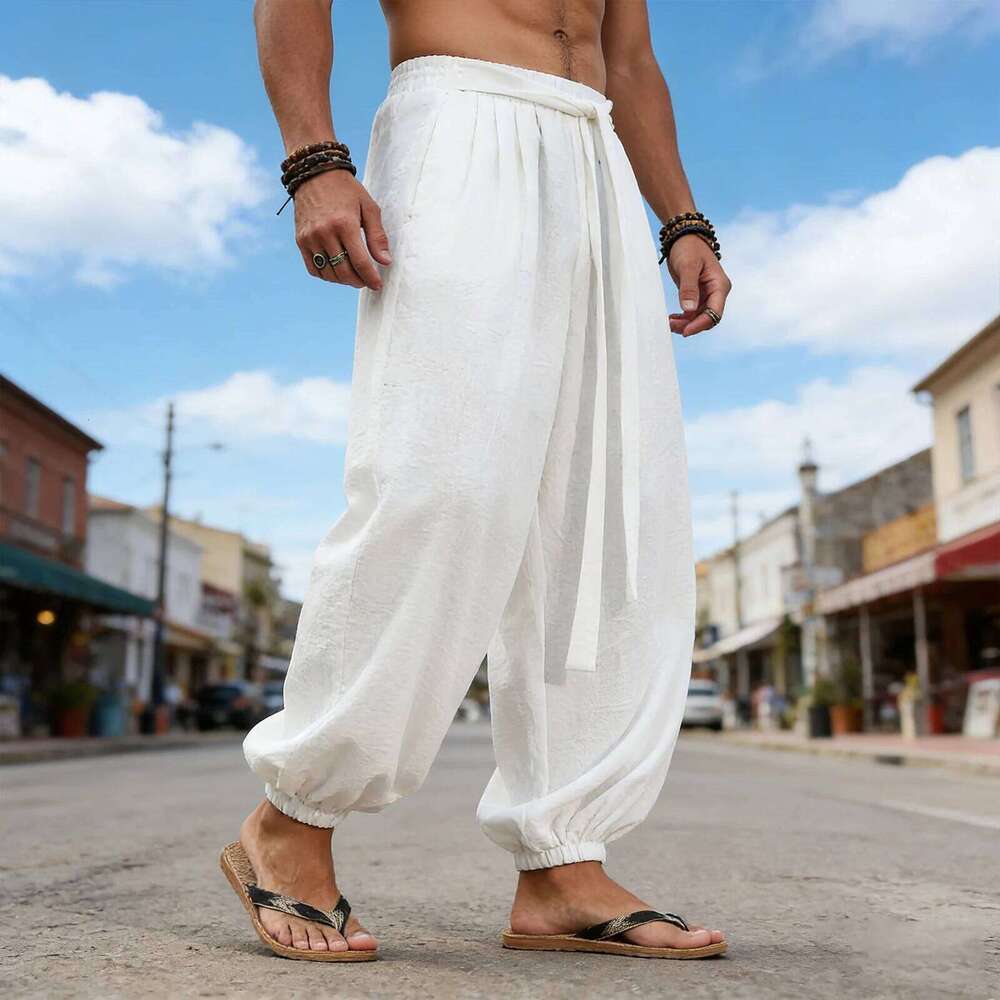 FGKKS Men Fashion Brand New Casual Holiday Greece Aegean Style Romantic Spring Summer Pants Man Traveling Trousers W260624