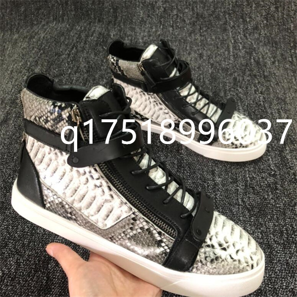 Size EUR36-47 Men Women Luxury Side Gold Zipper Platform Sneakers Crocodile Embossed Leather High Low Top Casual Flat Shoes Metal Wing Street Fashio