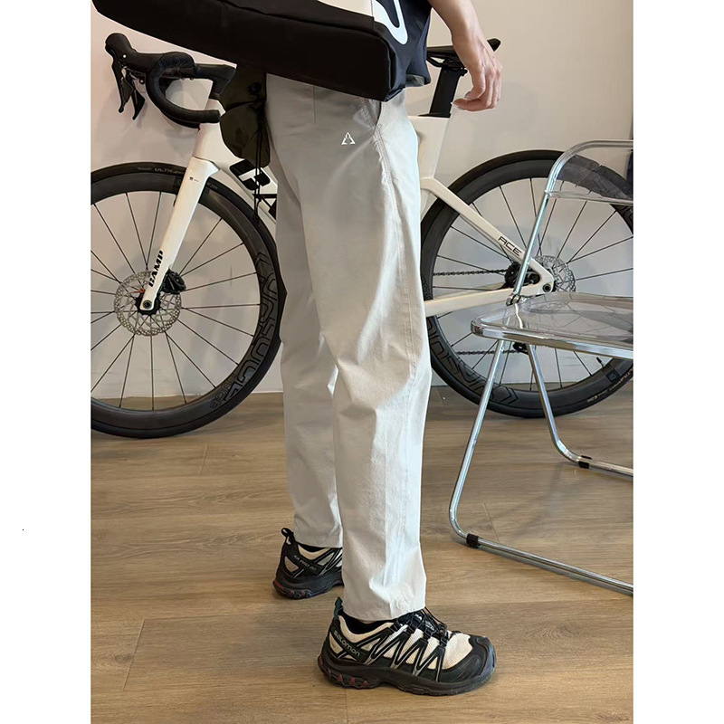 Luxury Summer Lightweight Stretchy Ice Silk Outdoor Sports Casual Pants, Functional Style 2.0 Triangle Logo Soft Shell Tactical Pants For Men