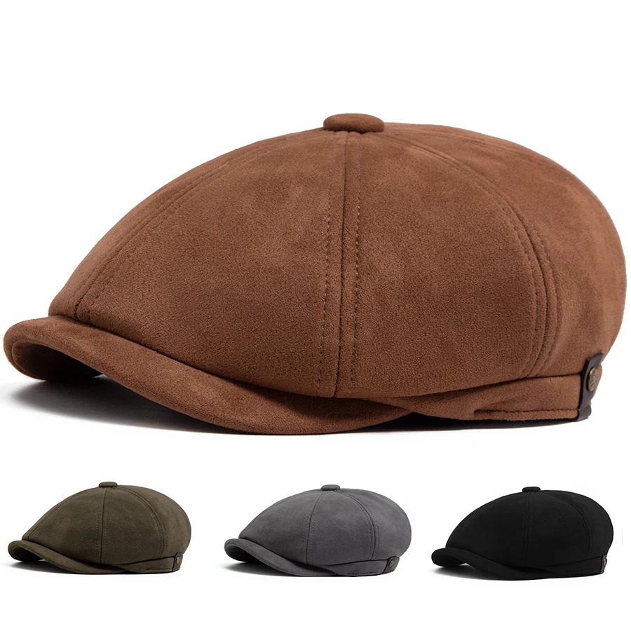 Suede sboy Cap Autumn Winter Berets Retro Fashion Men Women Hats Casual Vintage Flat Caps For 55-59cm Head Circum Ference 260624