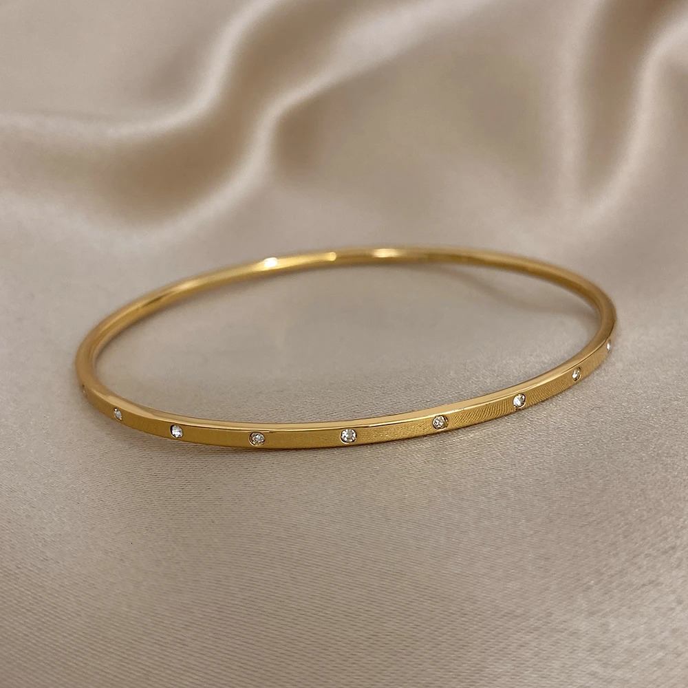 1pcs Minimalist Gold Plated Bracelet For Women Men Simple Slim Bracelet Stainless Steel Cuff Bracelets Daily Party Jewelry Gifts 260623