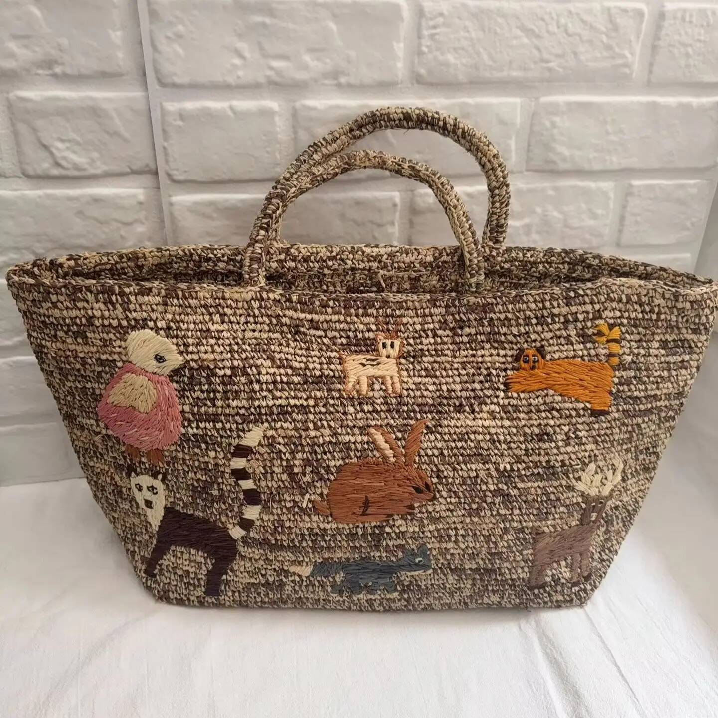 Handmade Raffia Tote With Embroidery Ladies Luxury Shoulder Bag Crochet Woven Straw Bags Women Handbags
