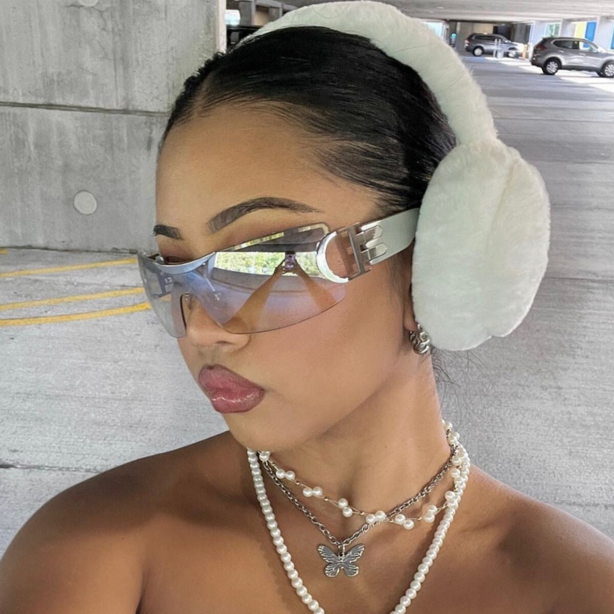 New Ins-Style Large-Frame High-End Sports Women, Futuristic Tech-Inspired Y2k Street Style Sunglasses For Men