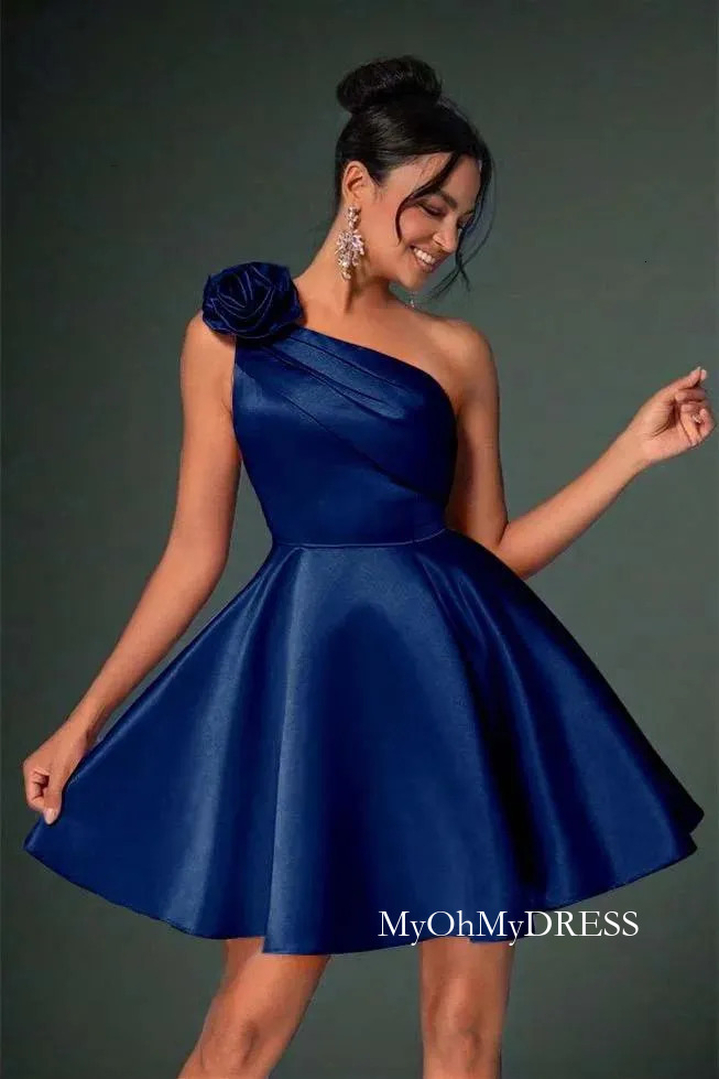 Bridesmaid Stain Homecoming Dresses A Line One Shoulder Evening Prom Cocktail Formal Party Gowns Custom Made Y624