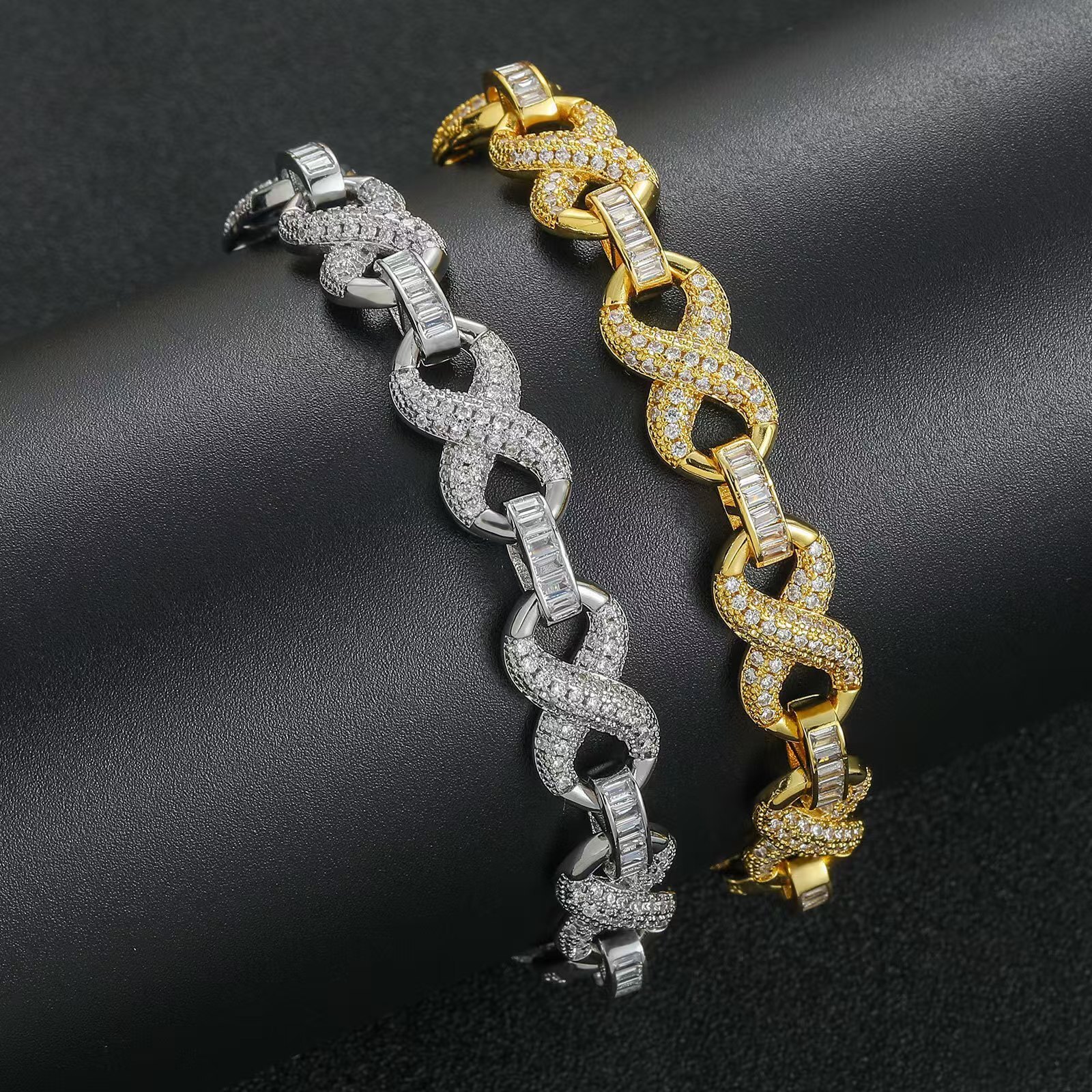 10mm new design high-end silicon stone hip-hop 925 silver iced-out Cuban chain bracelet, GRA certificate