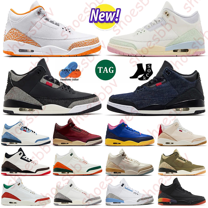 3 3s basketball shoes top quality women men luxury Worlds Best Dad Bin 23 Brazil Denim Blue Black Cat White Cement Orange Citrus Lucky Green trainer