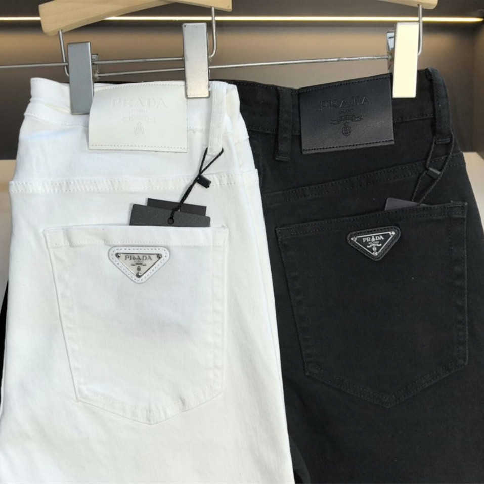 Guangzhou Xintang mens jeans Korean style slim fit spring/summer thin model black and white high-end PAD label L26624