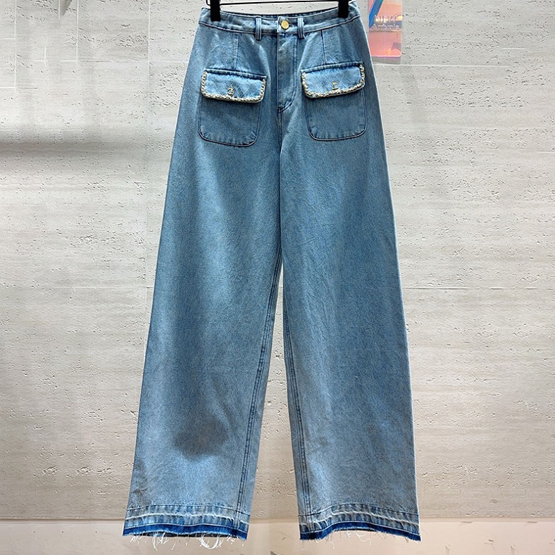 Designer Washed Jeans Women Street Style Loose Denim Pants Classic Commute Versatile Straight Trousers