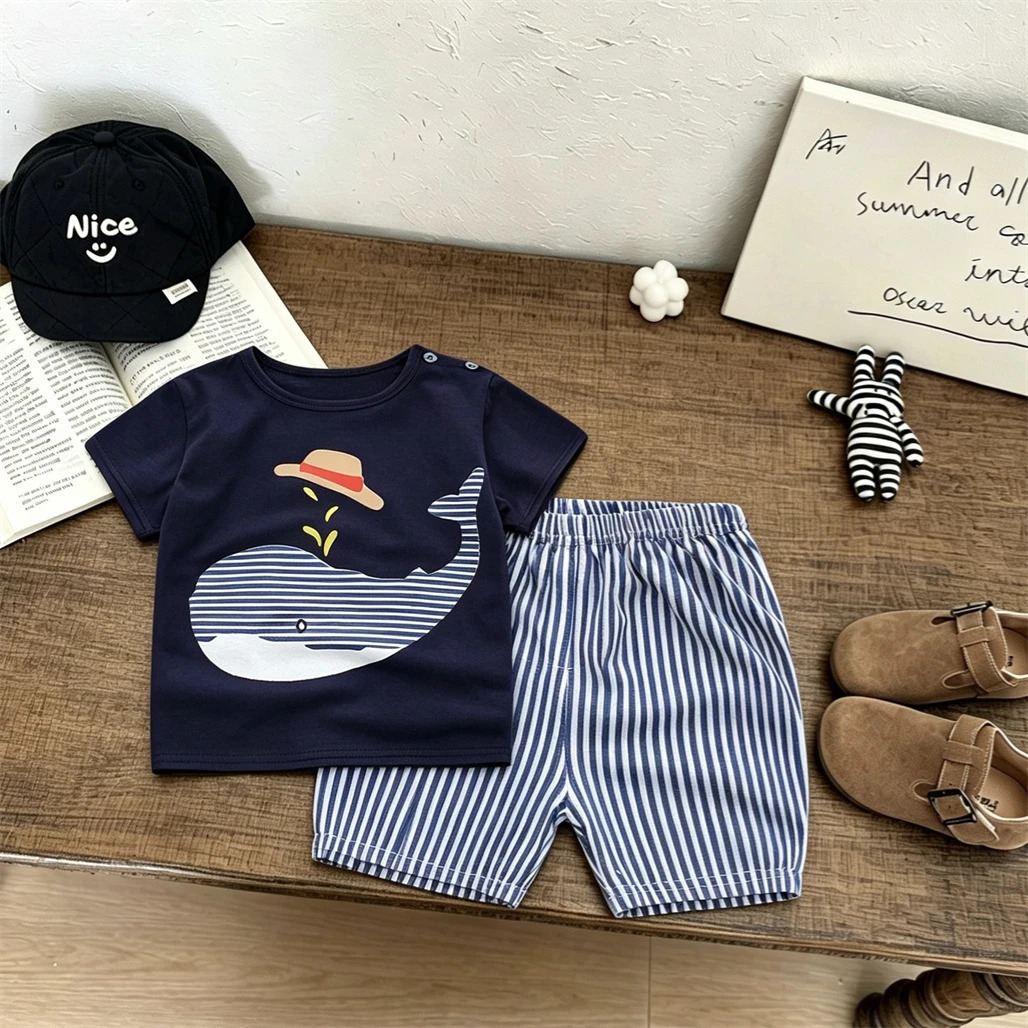 2026 Summer Clothes Boys And Girls Cartoon TshirtShorts Two Piece Set Fashion Casual Costume Lovely Tees Versatile Shorts Set260624