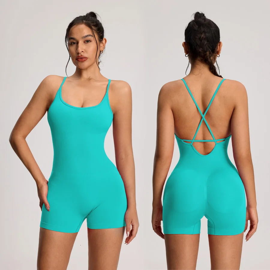 Backless Womens Bodysuit Yoga Combi-pants Shorts Jumpsuits Gym-to-Street Overalls Summer Fitness Jumpsuit for Gym Rompers 260623