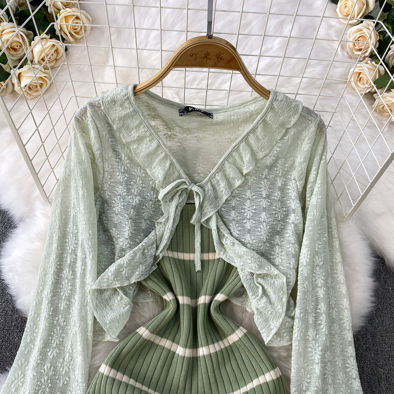 Summer Cardigan Women Knit Indoor VNeck Button Solid Casual See Through Crop Top Korean Thin Loose Light Color Cute Beach 260623