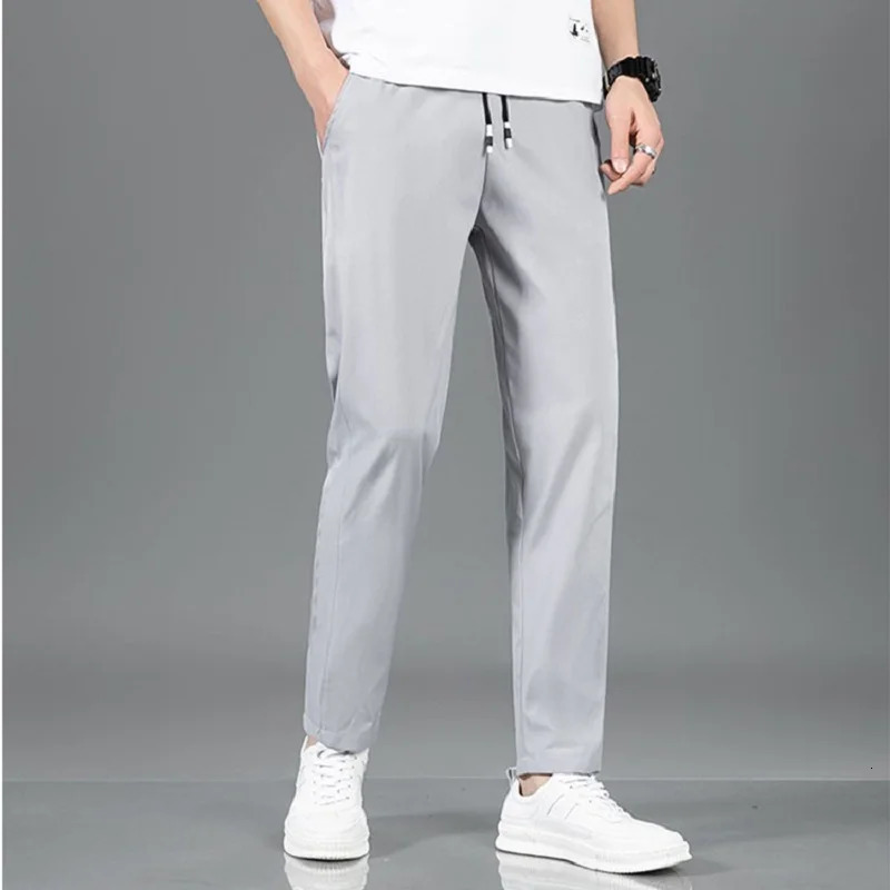 Korean Mens Golf Slim Fit Pants Ice Silk Breathable Leisure Sports Pants Fashion Pants 260623