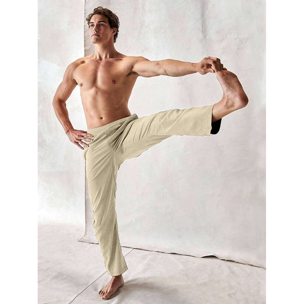 New men's beach shorts, versatile for everyday wear, outdoor casual fitness, simple cotton and linen texture, loose fit, summer W260624