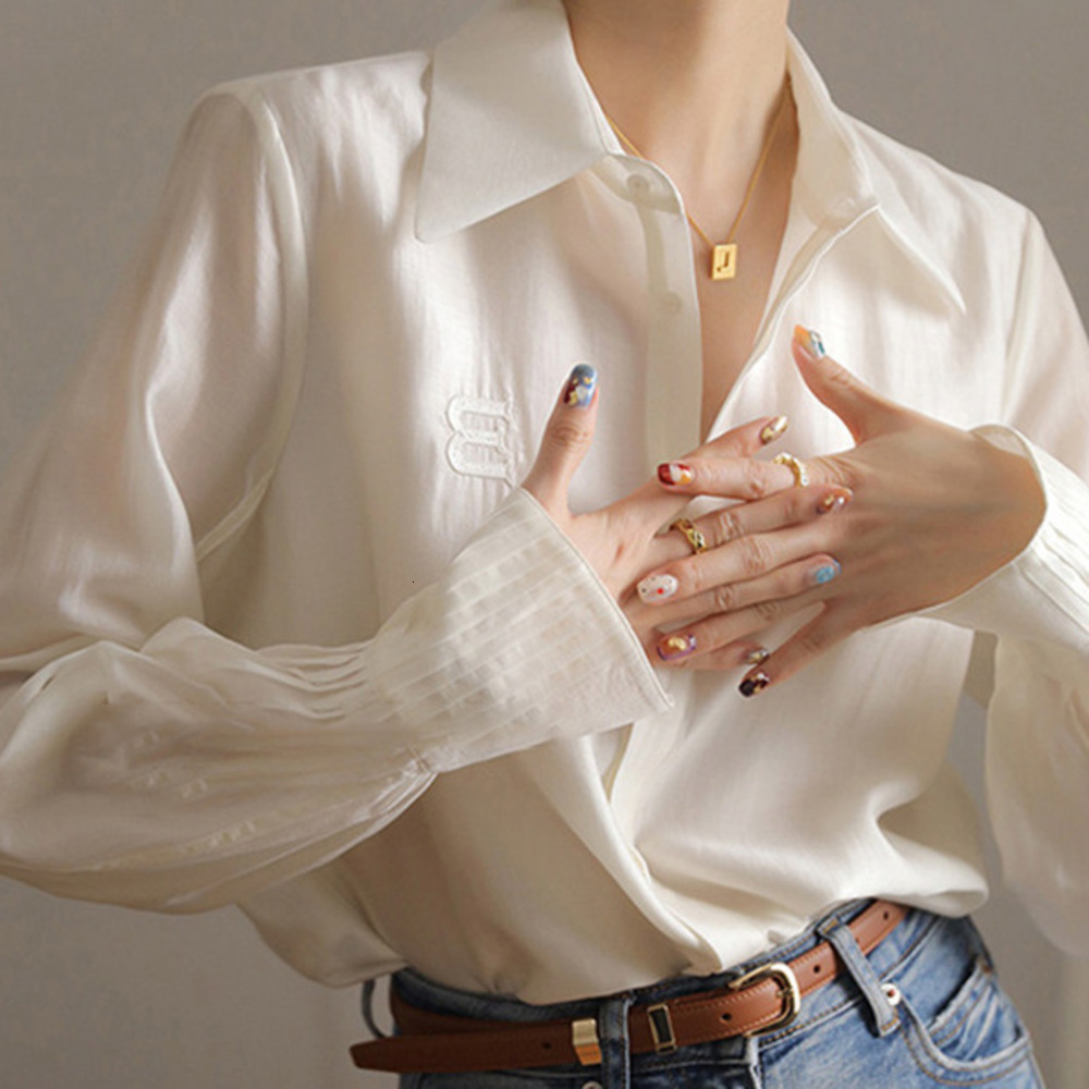 Elegant White Silk Shirt Women's Fashion Spring Autumn Winter New Style Chic Top Long Sleeve Shirt Version Loose Fit