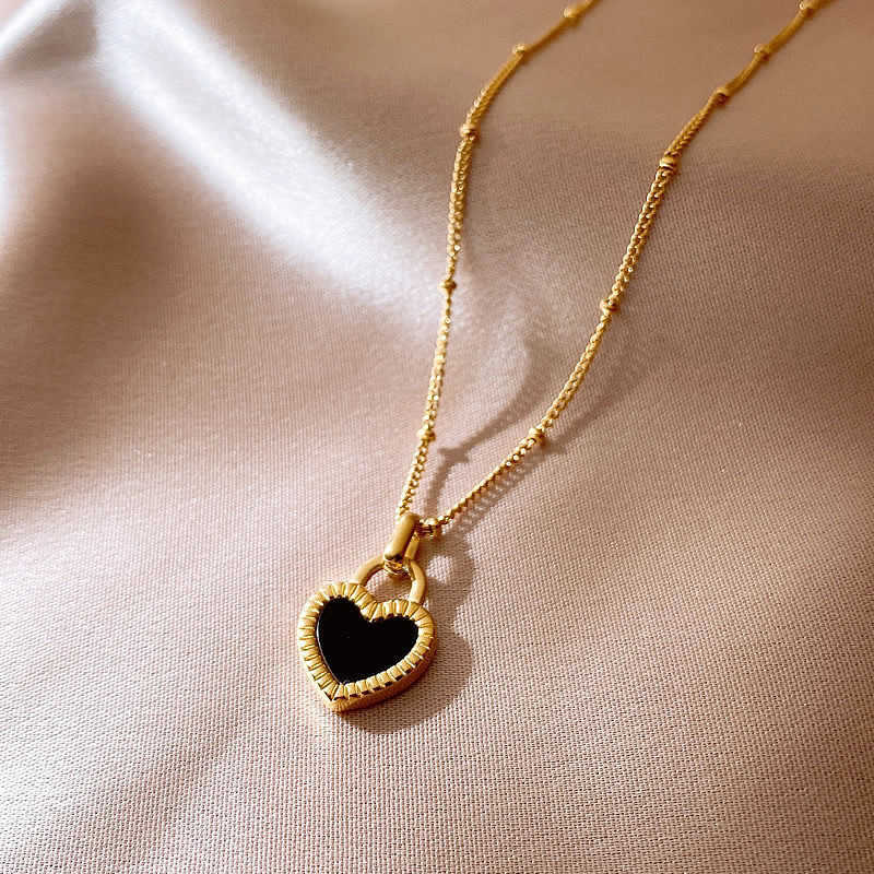 Brand Luxury Designer Jewelry Luxury Brand Designer Jewelry Double-Sided Black Heart Necklace For Women Niche Design Light Luxury 2024 New Style Cho