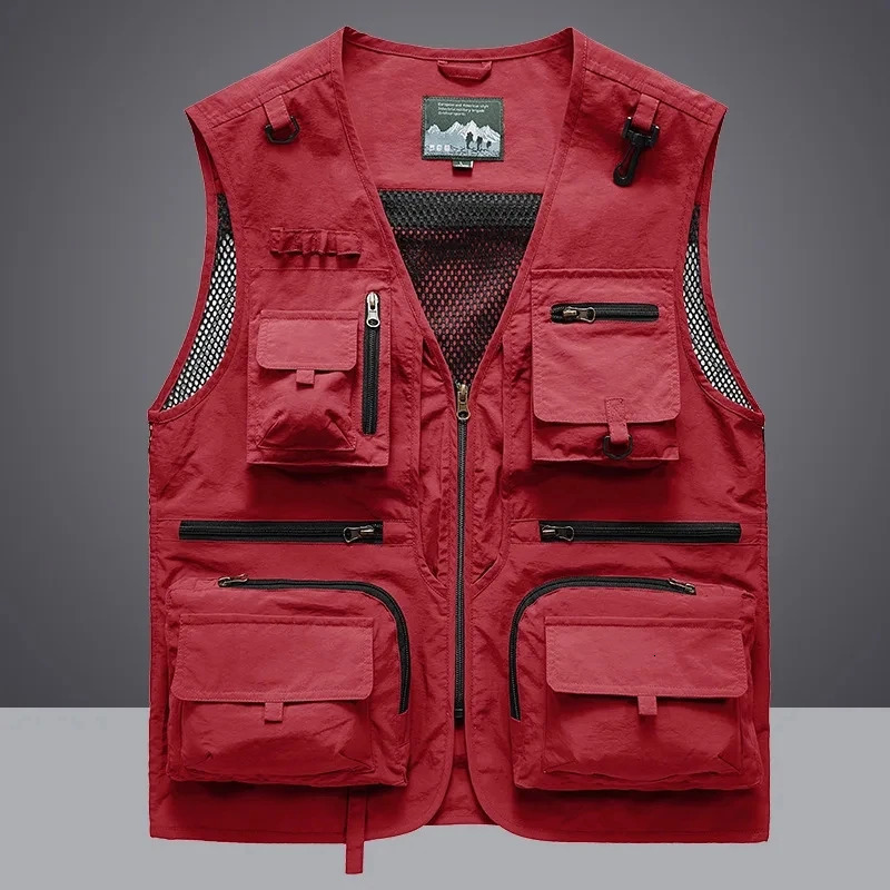 Multipocket Quick Dry Mesh Fishing Vests Men Outdoor Tactical Vest Hiking Hunting Casual Fisherman Vest Solid Sleeveless Coats 260623