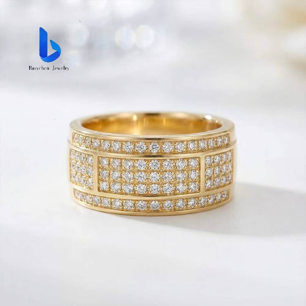 10K 14K 18K Gold IGI Certified Lab Grown Diamond Pave Band Ring DEF VVS Mens Gift Ring