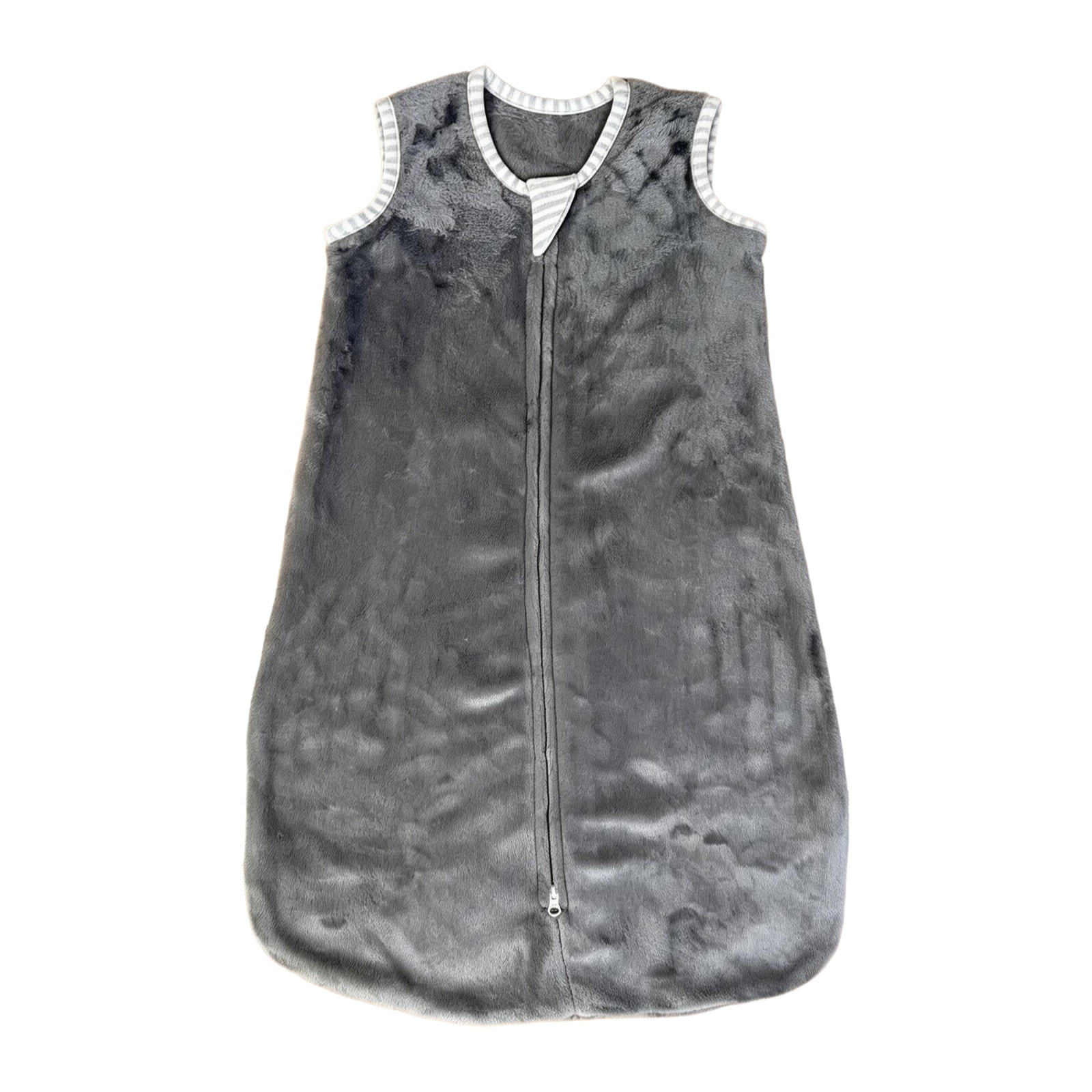 Solid Color Flannel Fleece Sleeveless Baby Sleep Sack 4 Months+, Two-Way Zipper Wide Loose Leg Infant Anti-Kick Sleeping Bag For Post-Swaddle Stage