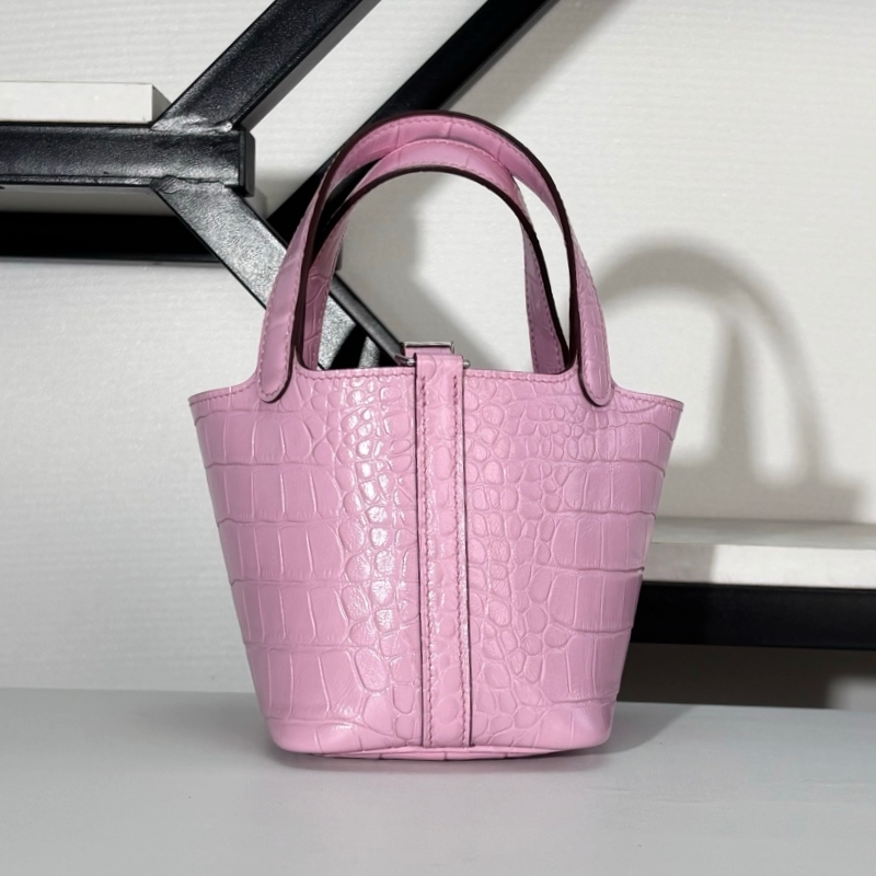 Designer Luxury Brand HH Crocodile Pattern Bucket Bag, New Mini Women's Handbag 14cm, High-Quality Genuine Leather Crossbody Bag, Shoulder Bag