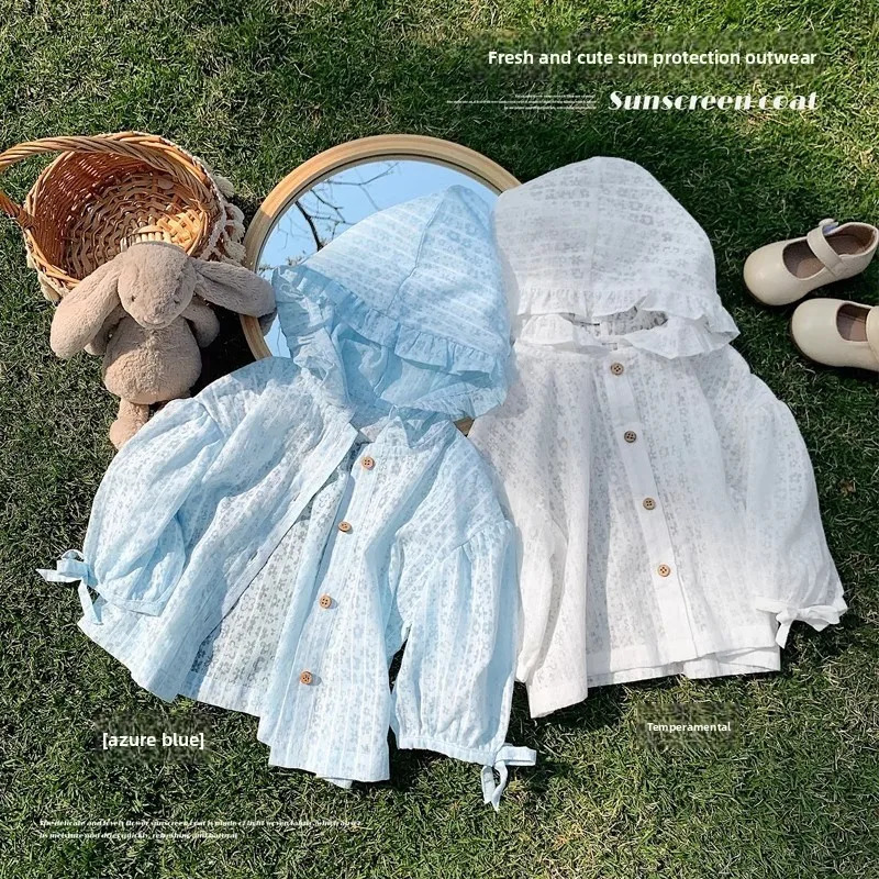 Summer Girls Sun Protection Jacket Baby Sweet Lazy Style Long Sleeve Kids Outdoor Top Soft Breathable Lightweight Lovely Elastic 260623