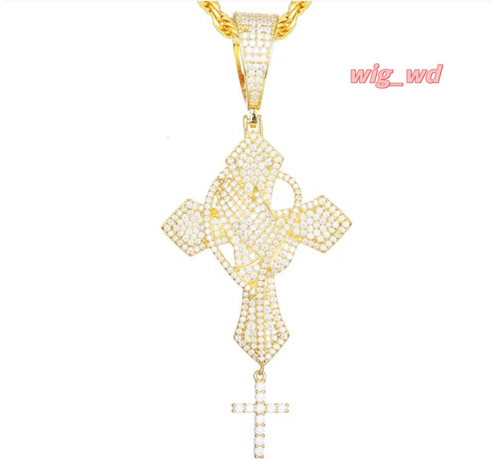 New Style 925 Sterling Silver Unisex Casual/Sporty Cross Pendant Custom Iced Moissanite Charm GRA Rhodium/Gold Plated Claw