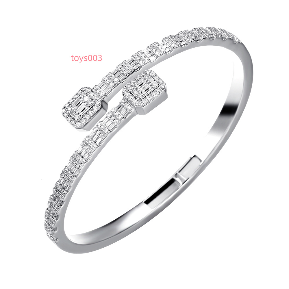 De Fine Jewelry 925 Sterling Silver Rose Gold Plated for Certified Iced VVS Asscher Cut Moissanite T Square Diamond Bangles