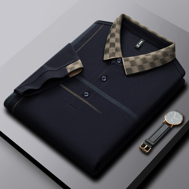 Luxury Summer New Style Pullover Polo Shirt With A Cool Feel, Short-Sleeved, Casual, In Stock, For Middle-Aged Men, Business Fashion, Simple Design