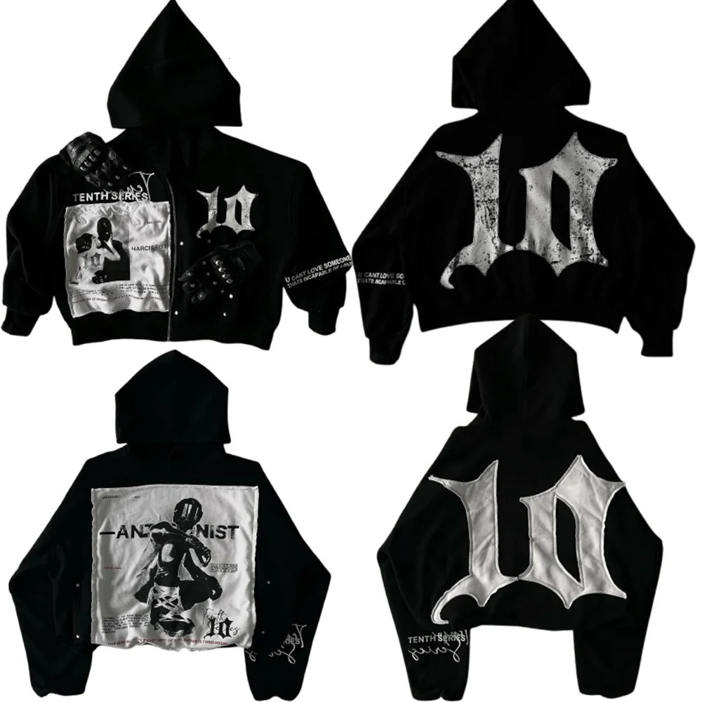 Tenthseries Retro Patchwork Hoodie Y2K Clothes Mens Harajuku Hip Hop Letter Embroidery Oversized Sweatshirt Casual Jacket 260611 20