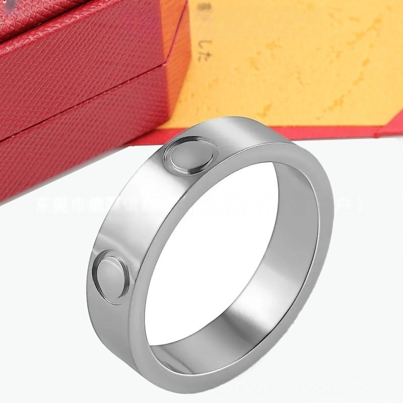 Fashion CNC Polished Love Bar Ring Designer Brand Ring Titanium Steel Letter Love Band Ring Unisex Bangle Gold Ring Anti-fade Jewelry Valentine'
