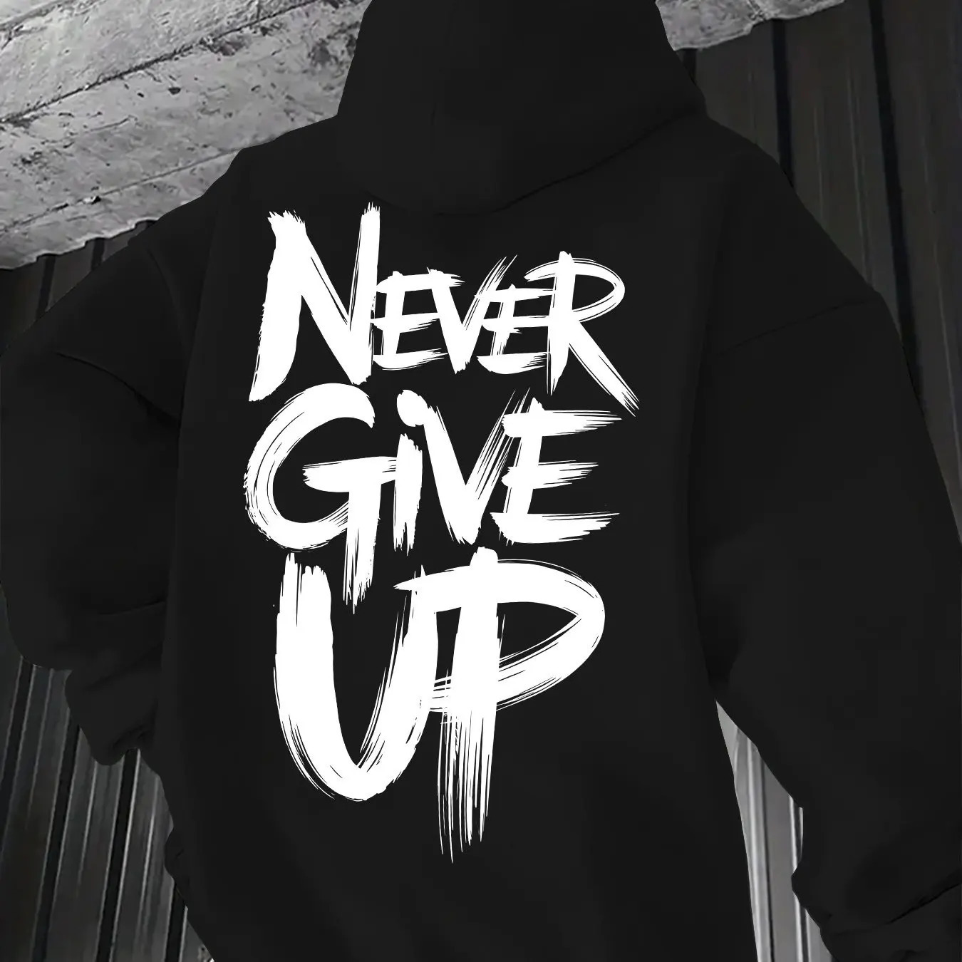 Slogan Print Never Give Up streetwear sweatshirt hoodies Perfect Casual Wear Letter hoodie Mens 260611 80