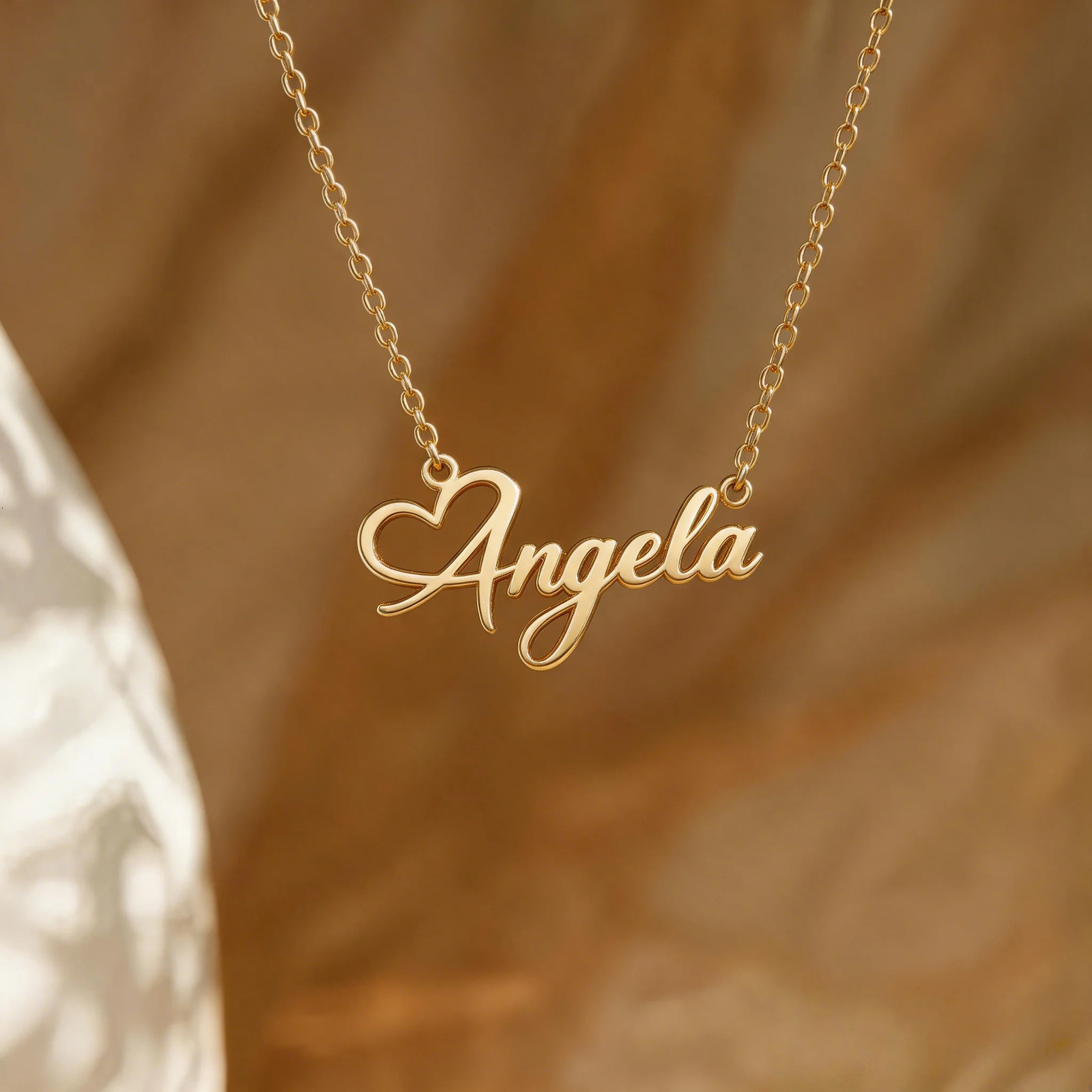 Custom Name Heart Necklace For Women Personalized Minimalism Jewelry Gold Color Choker Pendant Nameplate Gifts 260615